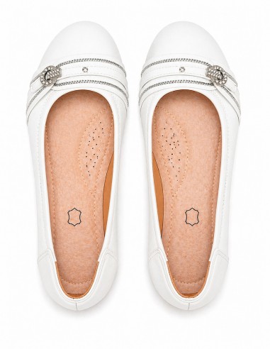 Ballerines femme semelle cuir noir,...