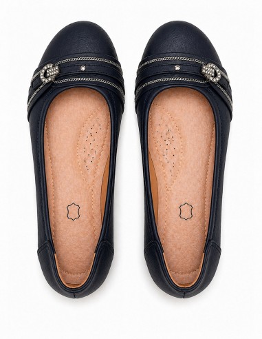 Ballerines femme semelle cuir noir,...