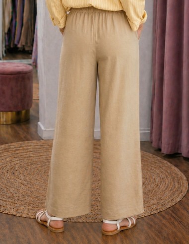 Pantalon Fluide Femme Taille Haute...