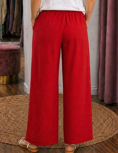 Pantalon Fluide Femme Taille Haute...