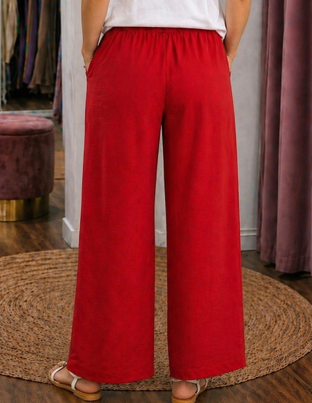 Pantalon Fluide Femme Taille Haute Élégant été – Léger Confort, Ceinture Nouée du 36 au 50