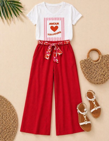 Pantalon Fluide Femme Taille Haute...