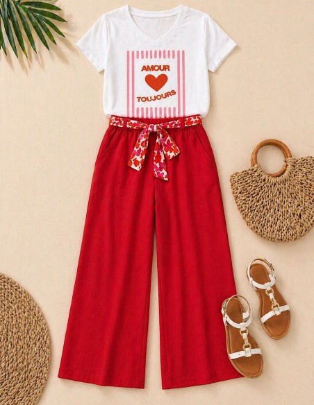 Pantalon Fluide Femme Taille Haute Élégant été – Léger Confort, Ceinture Nouée du 36 au 50