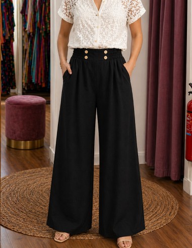 Pantalon large fluide femme taille...
