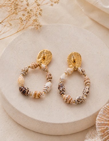 boucles d'oreilles coquillage femme tendance en acier inoxydable et résine