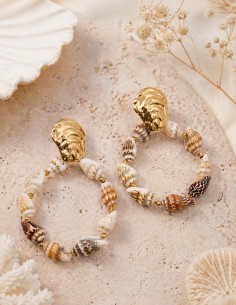 boucles d'oreilles bohème coquillage en résine et acier inoxydable