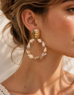 boucles d'oreilles bohème coquillage en résine et acier inoxydable 2