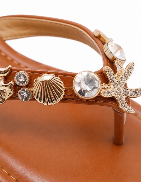 Tongs Femme Confortables Plates – Été Bijoux Strass Coquillages – Sandales Plage, Ville & Vacances