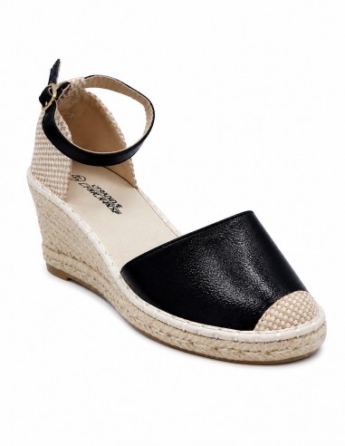 Vue avant - espadrilles  femme noires à talon compensé 6cm