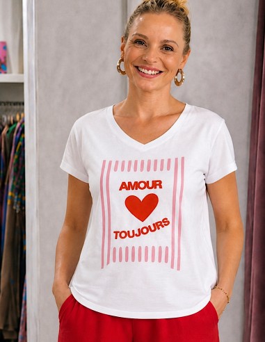 T-shirt Femme Amour Toujours Blanc –...