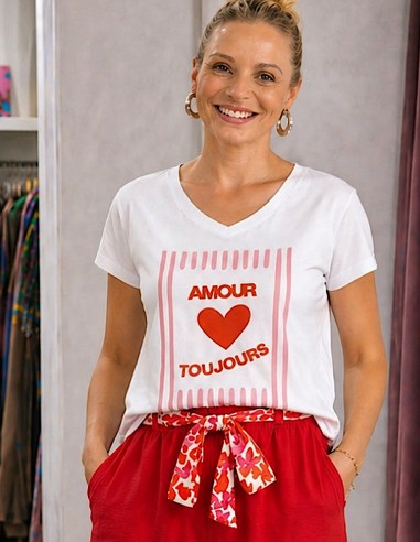 T-shirt Femme Amour Toujours Blanc –...