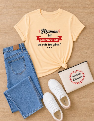 t-shirt femme en coton avec inscription marrante pour fête des mères
