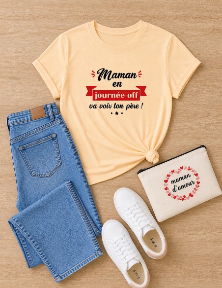 t-shirt femme en coton avec inscription marrante pour fête des mères