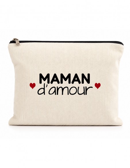 Trousse Maquillage Maman d'Amour - Pochette Cadeau Femme Original - Idée cadeau fête des mères fermeture zip