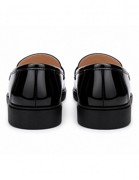 Mocassins vernis femme semelle compensée confort intérieur cuir & pampille