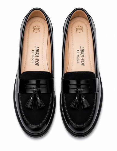 mocassins confort verni chic pour femme avec semelle cuir