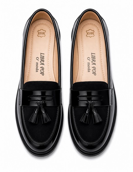 mocassins confort verni chic pour femme avec semelle cuir
