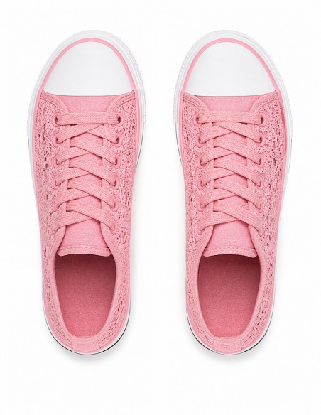 baskets femme en dentelle rose été respirantes, tendances et confortables