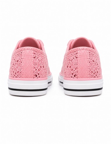 baskets femme en dentelle rose tendance pour sortie été vacance