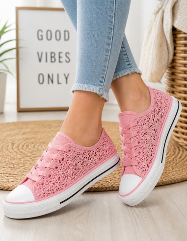 baskets femme respirante dentelle rose été légères, tendances et confortables