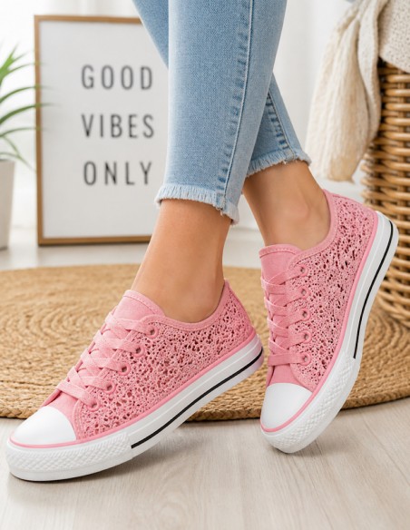 baskets femme respirante dentelle rose été légères, tendances et confortables