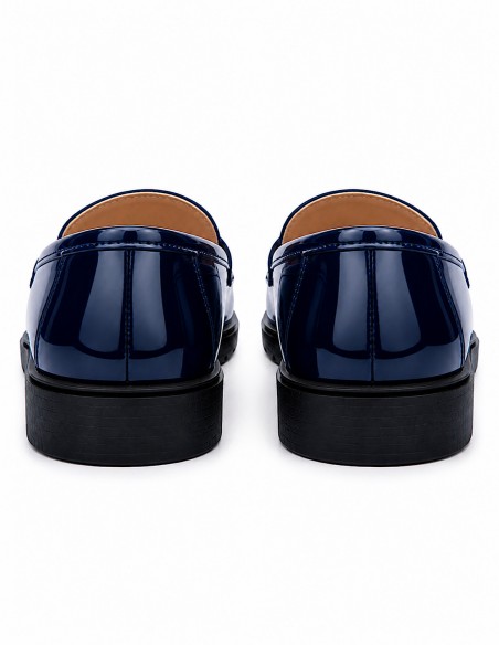 Mocassins vernis femme semelle compensée confort intérieur cuir & pampille