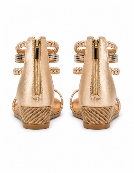 Sandales Femme Été Compensées Confort Élégantes Brides Tressées Strass – Chaussures Femme Légères Zip – Du 36 au 44