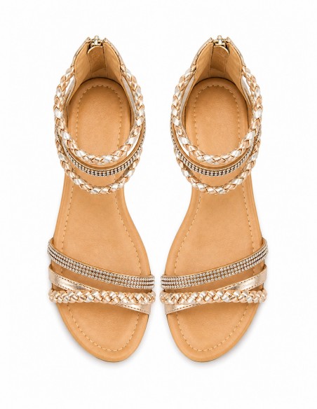 Sandales Femme Été Compensées Confort Élégantes Brides Tressées Strass – Chaussures Femme Légères Zip – Du 36 au 44