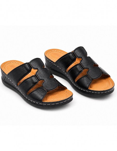 sandales femme confort mules orthopédique noir pied sensible petit talon