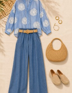 Blouse bohème effet soie brodée confort tendance 2