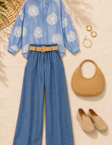 look bohème blouse brodée effet soie confortable et douce