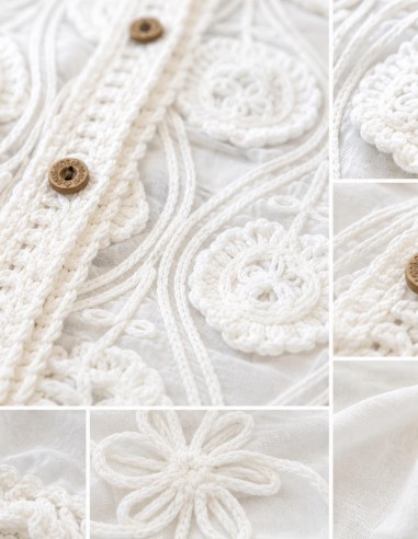 Gilet femme en coton brodé blanc –...