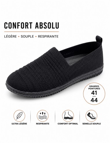 baskets confort femme toile noir respirante grande pointure 41 42 43 44 confort absolu