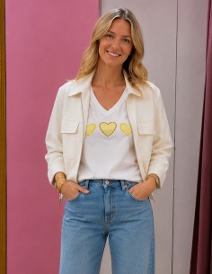 veste zippée femme mi saison blanche look confort casual chic