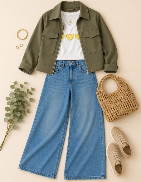 look veste mi saison kaki femme casual chic et jean