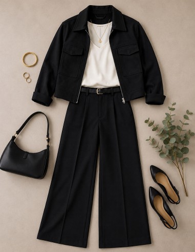 Veste Femme Courte Zipée Casual Chic...