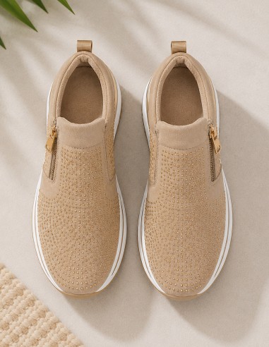 baskets plateformes femme confort élégante avec strass et semelle confort