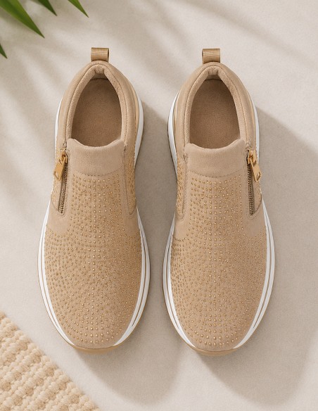 baskets plateformes femme confort élégante avec strass et semelle confort