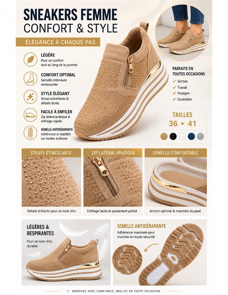 baskets plateforme femme slip on confortable et légère pour le quotidien