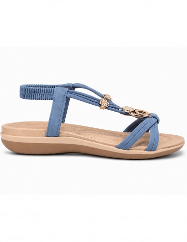 sandales été femme semelle renforcée pied sensible bleu indigo