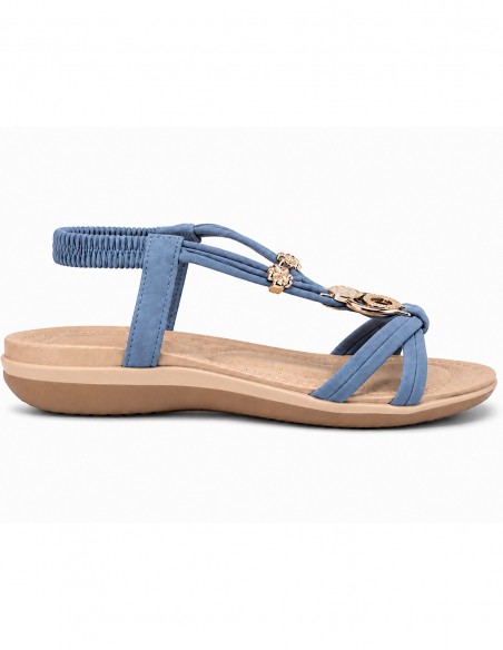 sandales été femme semelle renforcée pied sensible bleu indigo