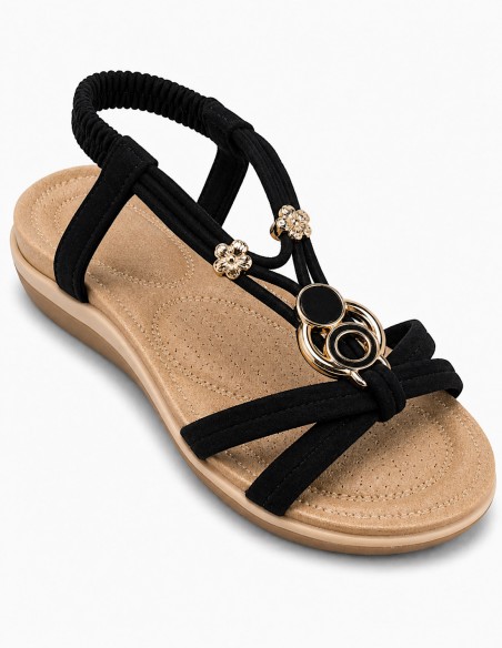 sandales été femme confort avec semelle rembourée pieds sensible noir