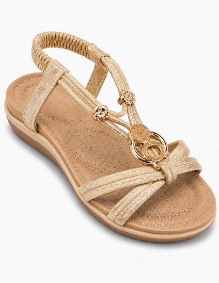 Sandales Femme Été Confort – Chaussures Plates à Bride Élastique, Semelle Respirante Antidérapante, Sandales Bohème Chic
