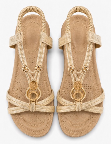 Sandales Femme Été Confort – Chaussures Plates à Bride Élastique, Semelle Respirante Antidérapante, Sandales Bohème Chic