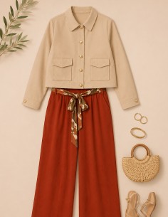 Veste femme légère grande taille beige élégante pour le printemps 2
