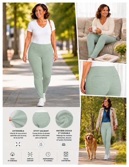 Jegging femme Grande Taille Stretch 42 au 52 - Pantalon slim stretch confort taille haute galbant