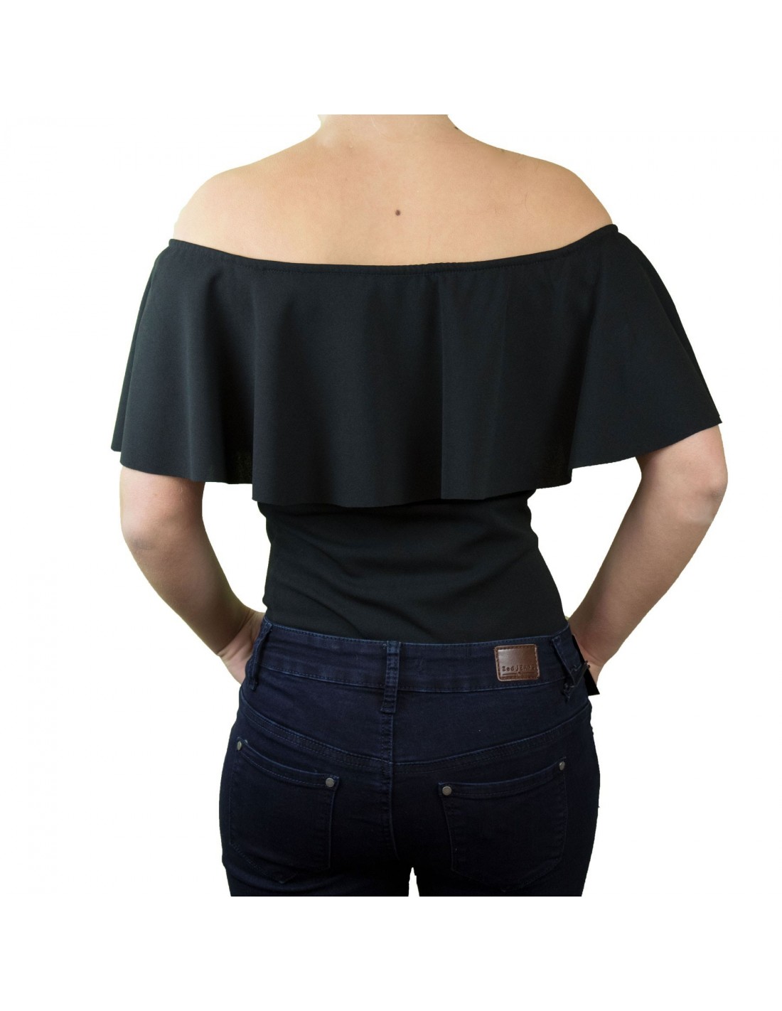 Primtex Body Femme /à Volant /à col Bateau /épaules denud/ées