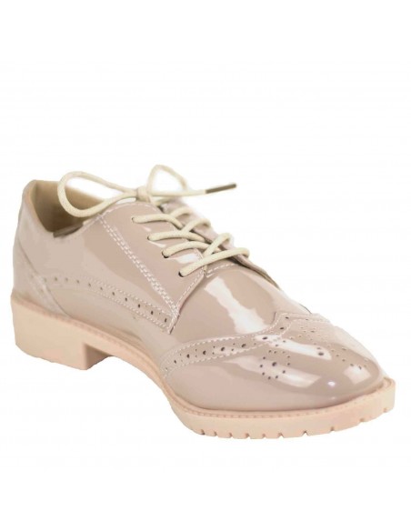 Derbies femme nude rose vernies semelle intérieure cuir baskets élégantes