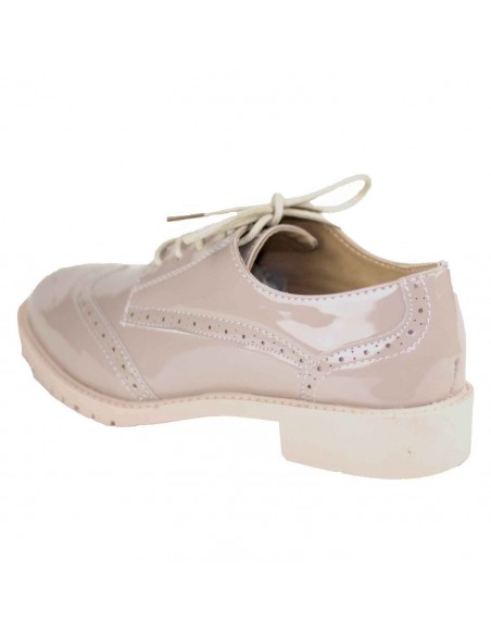 Derbies femme nude rose vernies semelle intérieure cuir baskets élégantes