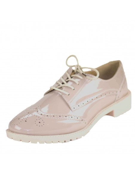 Derbies femme nude rose vernies semelle intérieure cuir baskets élégantes